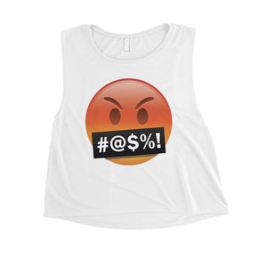 Emoji-Angry Womens Strong Blessed Emotions Fun Crop Top Friend Gift