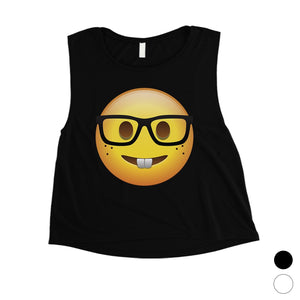 Emoji-Nerd Womens Cute Thoughtful Nice Halloween Crop Top Gag Gift