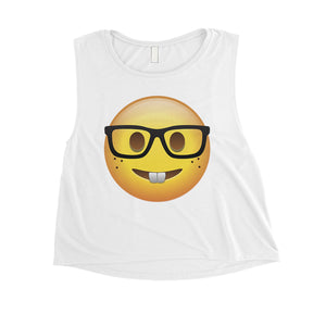 Emoji-Nerd Womens Cute Thoughtful Nice Halloween Crop Top Gag Gift