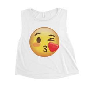 Emoji-Wink Kiss Womens Special Loving Cute Halloween Crop Top Gift