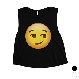 Emoji-Smirking Womens Silly Flirty Cute Perfect Crop Top Costume