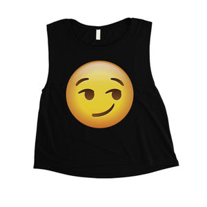 Emoji-Smirking Womens Silly Flirty Cute Perfect Crop Top Costume