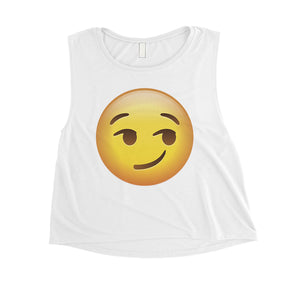 Emoji-Smirking Womens Silly Flirty Cute Perfect Crop Top Costume