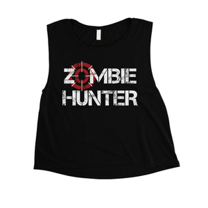 Zombie Hunter Womens Badass Strong Cool Nice Fun Halloween Crop Top