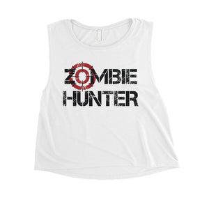 Zombie Hunter Womens Badass Strong Cool Nice Fun Halloween Crop Top