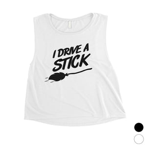 I Drive A Stick Cute Halloween Costume Funny Womens Crop Top