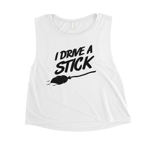 I Drive A Stick Cute Halloween Costume Funny Womens Crop Top