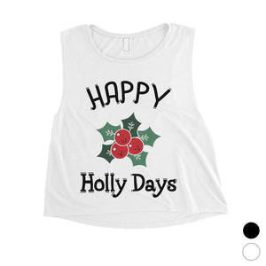 Happy Holly Days Womens Crop Top
