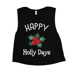 Happy Holly Days Womens Crop Top