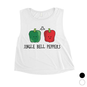 Jingle Bell Peppers Womens Crop Top