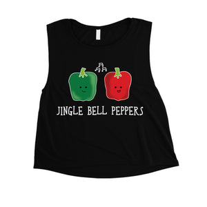 Jingle Bell Peppers Womens Crop Top