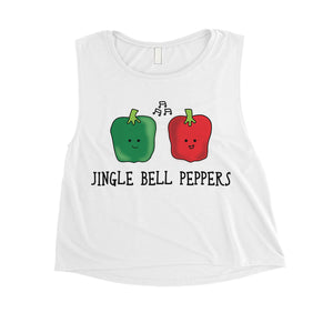 Jingle Bell Peppers Womens Crop Top