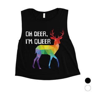 LGBT Deer Queer Rainbow Womens Crop Top