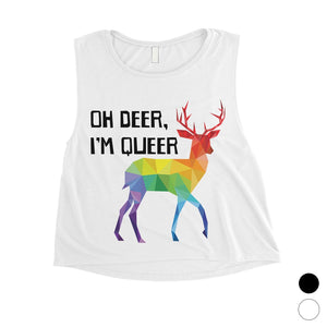 LGBT Deer Queer Rainbow Womens Crop Top