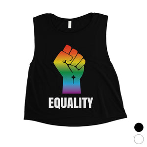 LGBT Equality Rainbow Fist Womens Crop Top