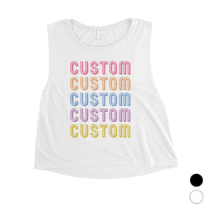 Colorful Multiline Text Energetic Womens Personalized Crop Tops