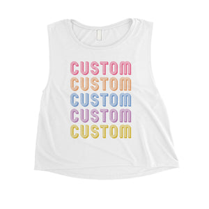 Colorful Multiline Text Energetic Womens Personalized Crop Tops