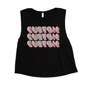 Sorority Theme Pink Top Text Strong Womens Personalized Crop Tops