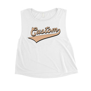 Orange College Swoosh Bright Cool Womens Personalized Crop Tops