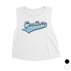 Blue College Swoosh Humble Bright Womens Personalized Crop Tops