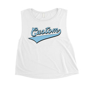 Blue College Swoosh Humble Bright Womens Personalized Crop Tops