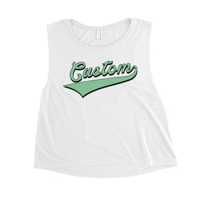 Green College Swoosh Prideful Womens Personalized Crop Tops Gifts