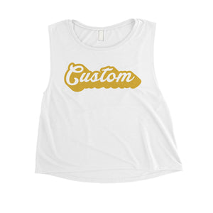 Yellow Pop Up Text Energetic Hip Womens Personalized Crop Tops Gift