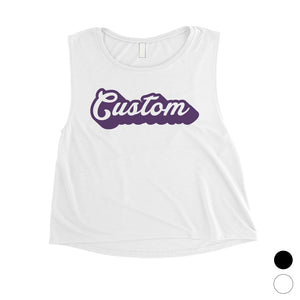 Purple Pop Up Text Colorful Cute Womens Personalized Crop Tops Gift