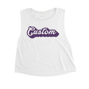 Purple Pop Up Text Colorful Cute Womens Personalized Crop Tops Gift