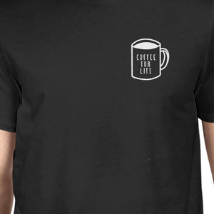 Coffee For Life Pocket Men's Black Shirts Funny Typographic Tee - 365INLOVE