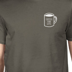 Coffee For Life Pocket Mens Cool Grey Tees Funny Typographic Tee - 365INLOVE
