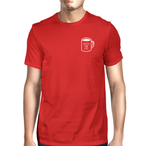Coffee For Life Pocket Man Red T-shirts Funny Typographic Tee - 365INLOVE