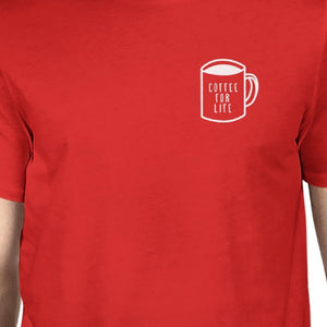 Coffee For Life Pocket Man Red T-shirts Funny Typographic Tee - 365INLOVE