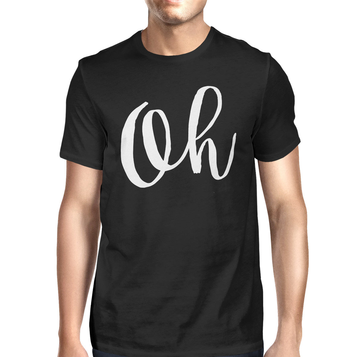Oh Men's Black Shirts Funny Short Sleeve Typographic T-shirt - 365INLOVE