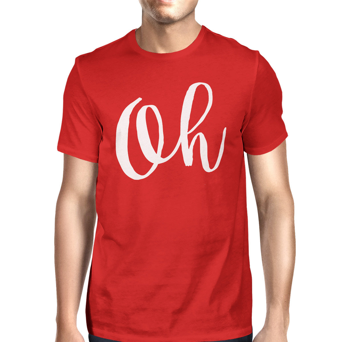 Oh Man Red T-shirts Funny Short Sleeve Typographic T-shirt - 365INLOVE