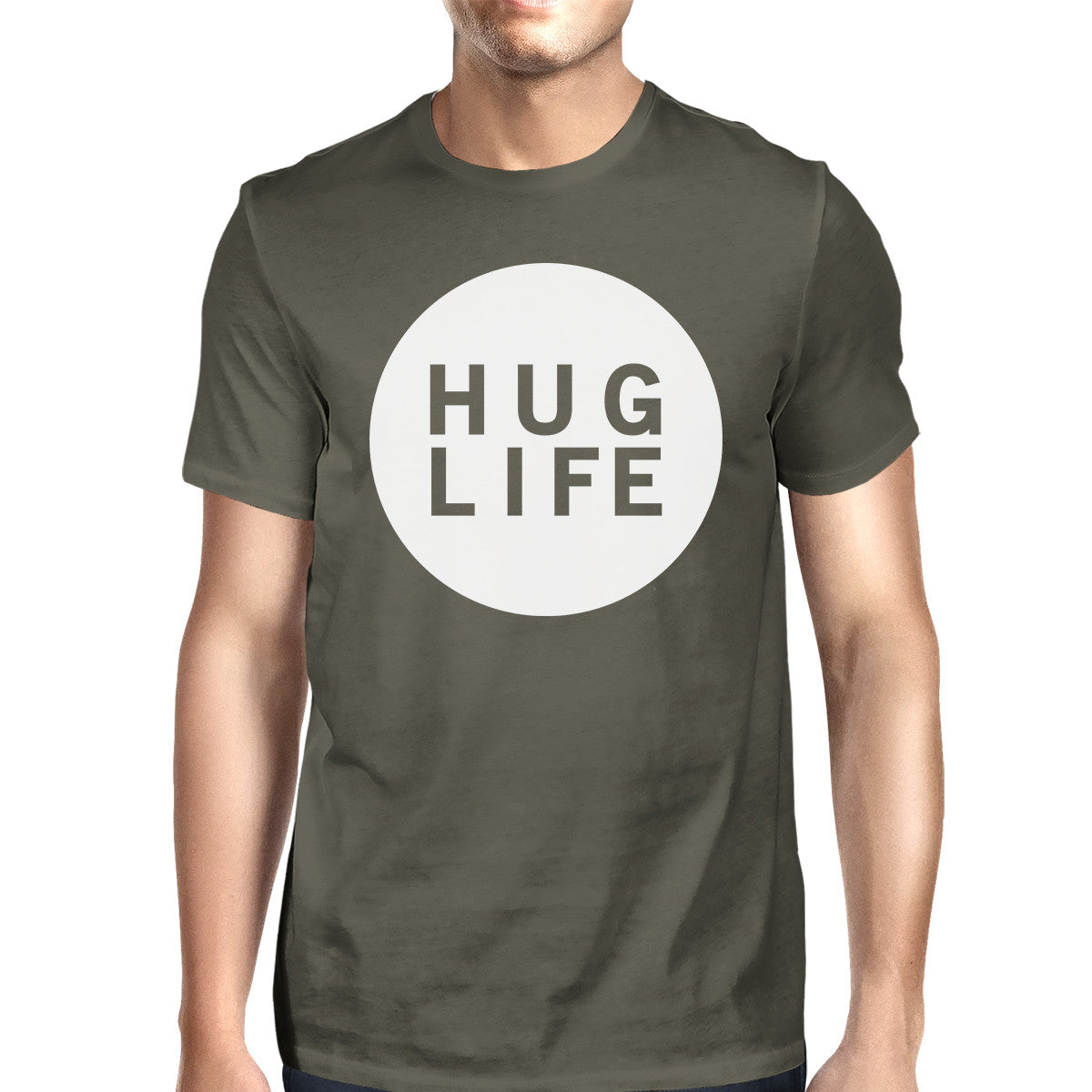 Hug Life Men's Dark Grey T-shirt Crew Neck Graphic Tee For Men - 365INLOVE