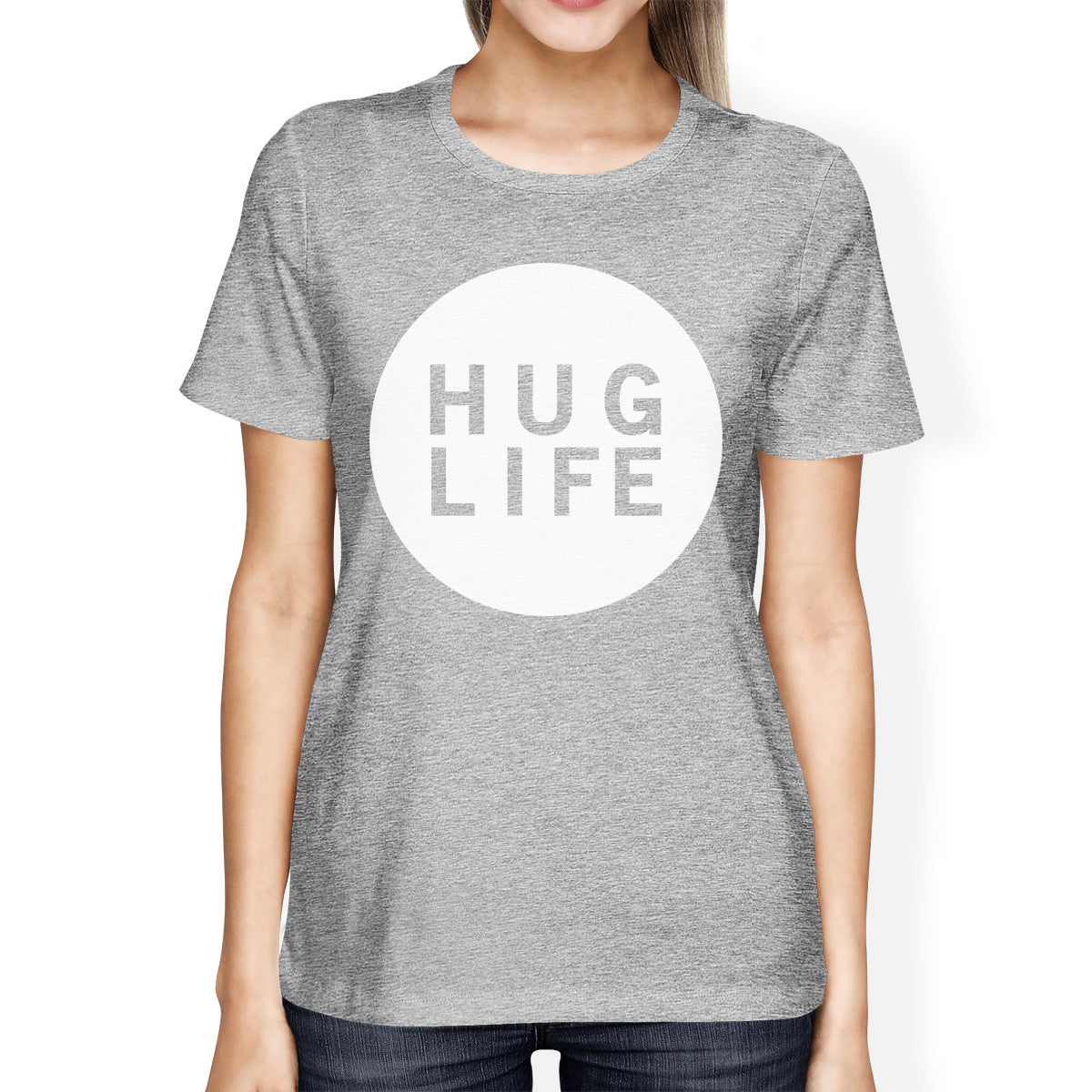 Hug Life Women's Heather Grey T-shirt Unique Design Ultra Soft Feel - 365INLOVE