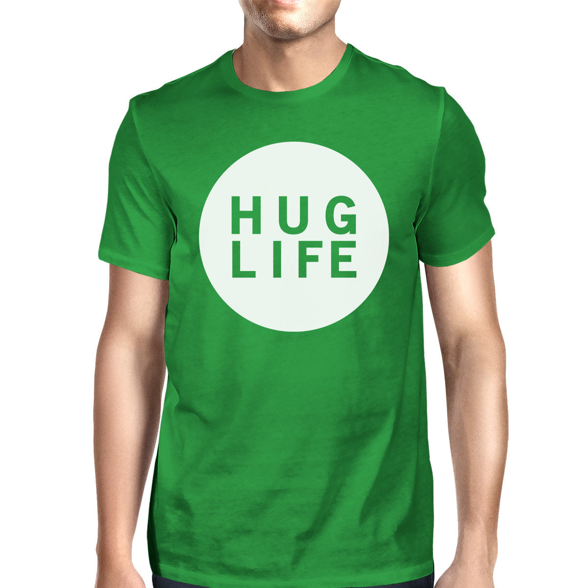 Hug Life Men's Kelly Green T-shirt Crew Neck Simple Design Shirt - 365INLOVE