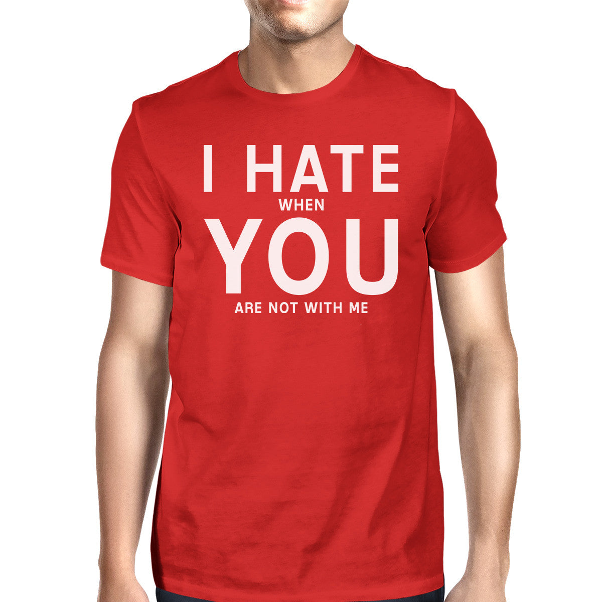 I Hate You Mens Red T-shirt Humorous Graphic Round Neck Tee For Men - 365INLOVE