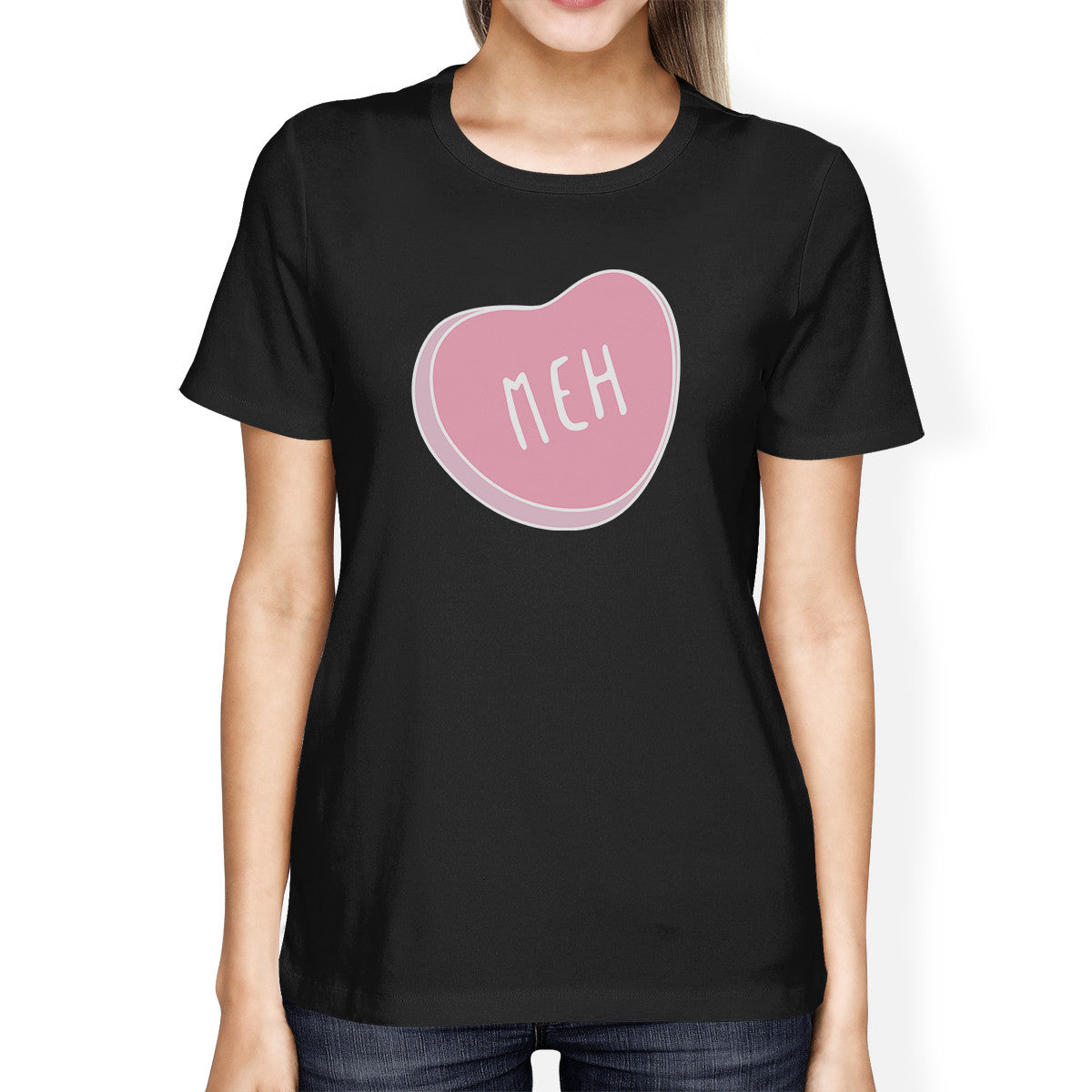 Meh Women's Black T-shirt Lovely Design Birthday Gifts For Friends - 365INLOVE