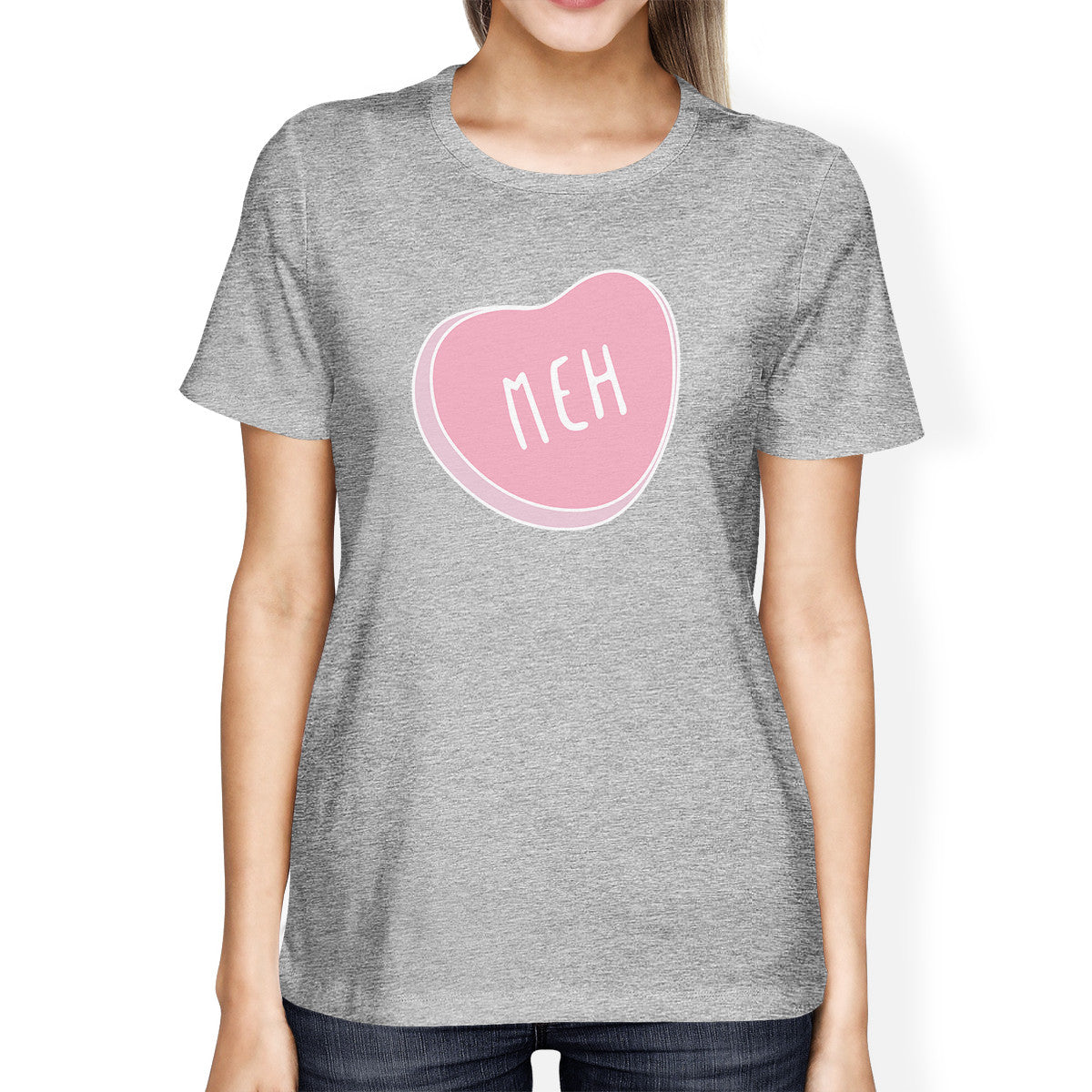 Meh Women's Heather Grey T-shirt Cute Design Creative Gift Ideas - 365INLOVE