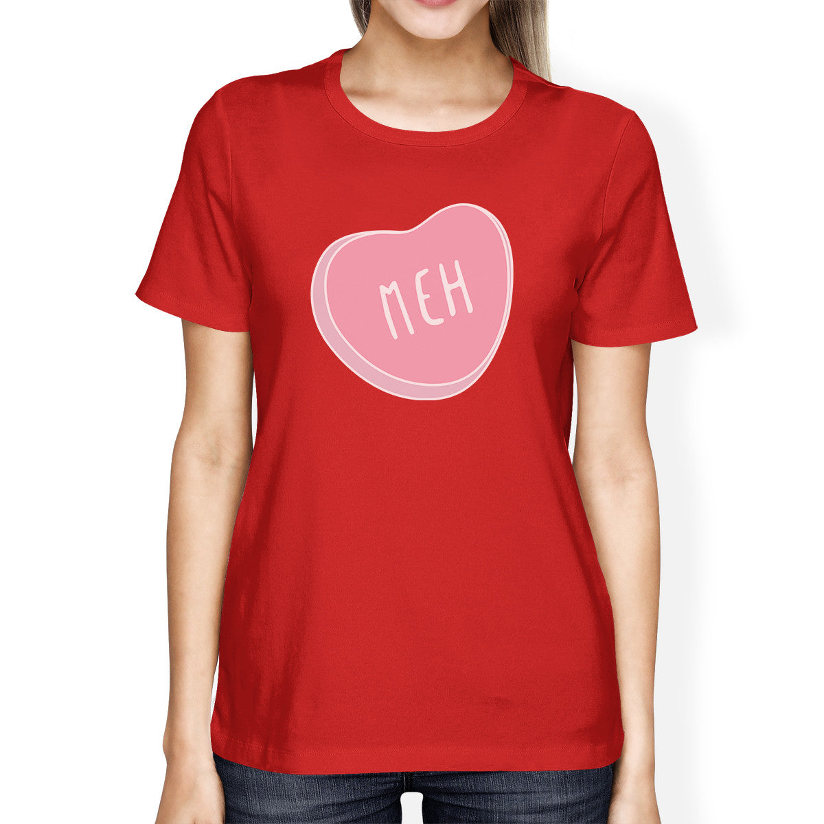 Meh Women's Red T-shirt Cute Graphic Tee Gift Ideas For Birthdays - 365INLOVE