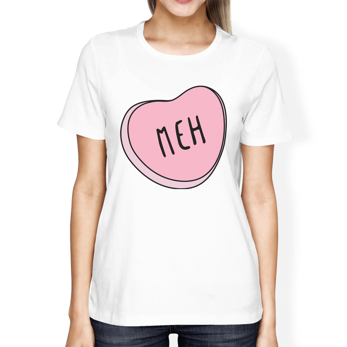 Meh Womens White T-shirt Trendy Graphic Birthday Gift Ideas For Her - 365INLOVE