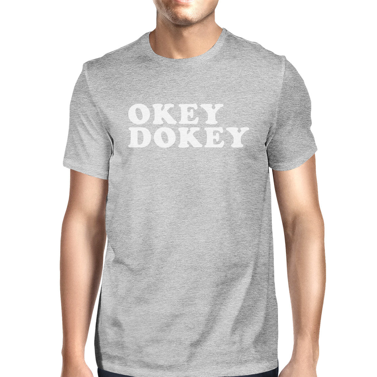 Okey Dokey Mens Heather Grey T-Shirt Funny Gift Ideas For Birthdays - 365INLOVE