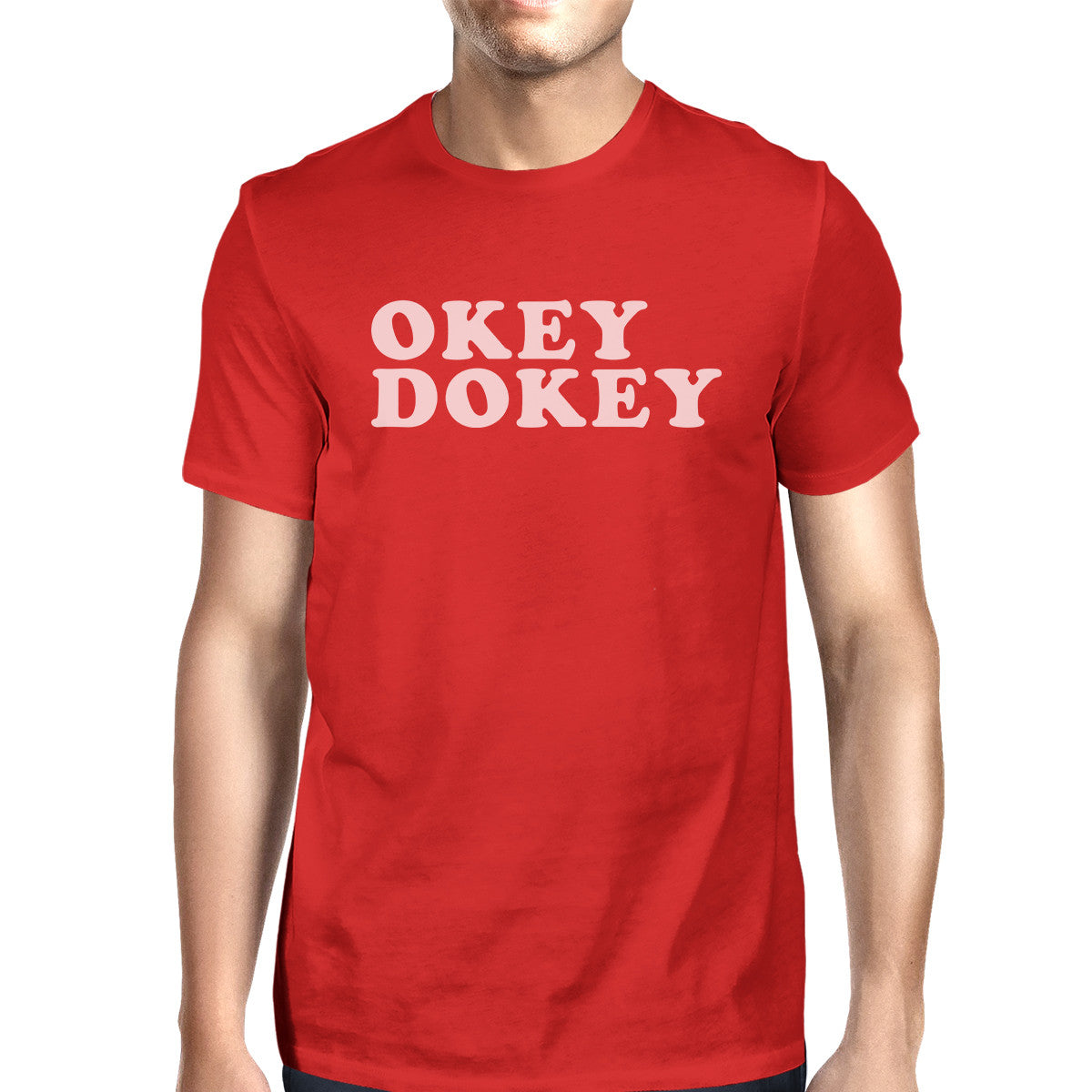 Okey Dokey Men's Red Short Sleeve Shirt Funny Letter Printed Top - 365INLOVE