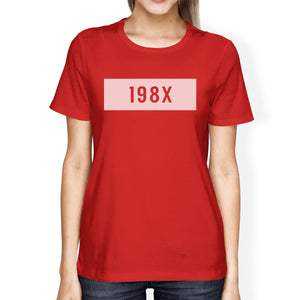 198X Women's Red Short Sleeve T Shirt Cute Graphic Design Tee - 365INLOVE