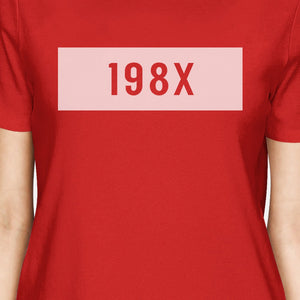 198X Women's Red Short Sleeve T Shirt Cute Graphic Design Tee - 365INLOVE