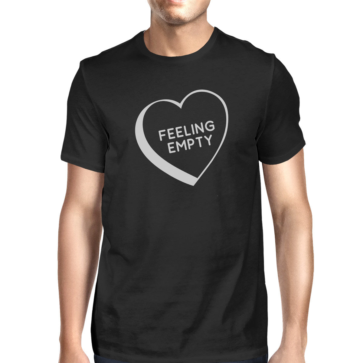Feeling Empty Heart Men's Black Casual Graphic T-Shirt Funny Saying - 365INLOVE