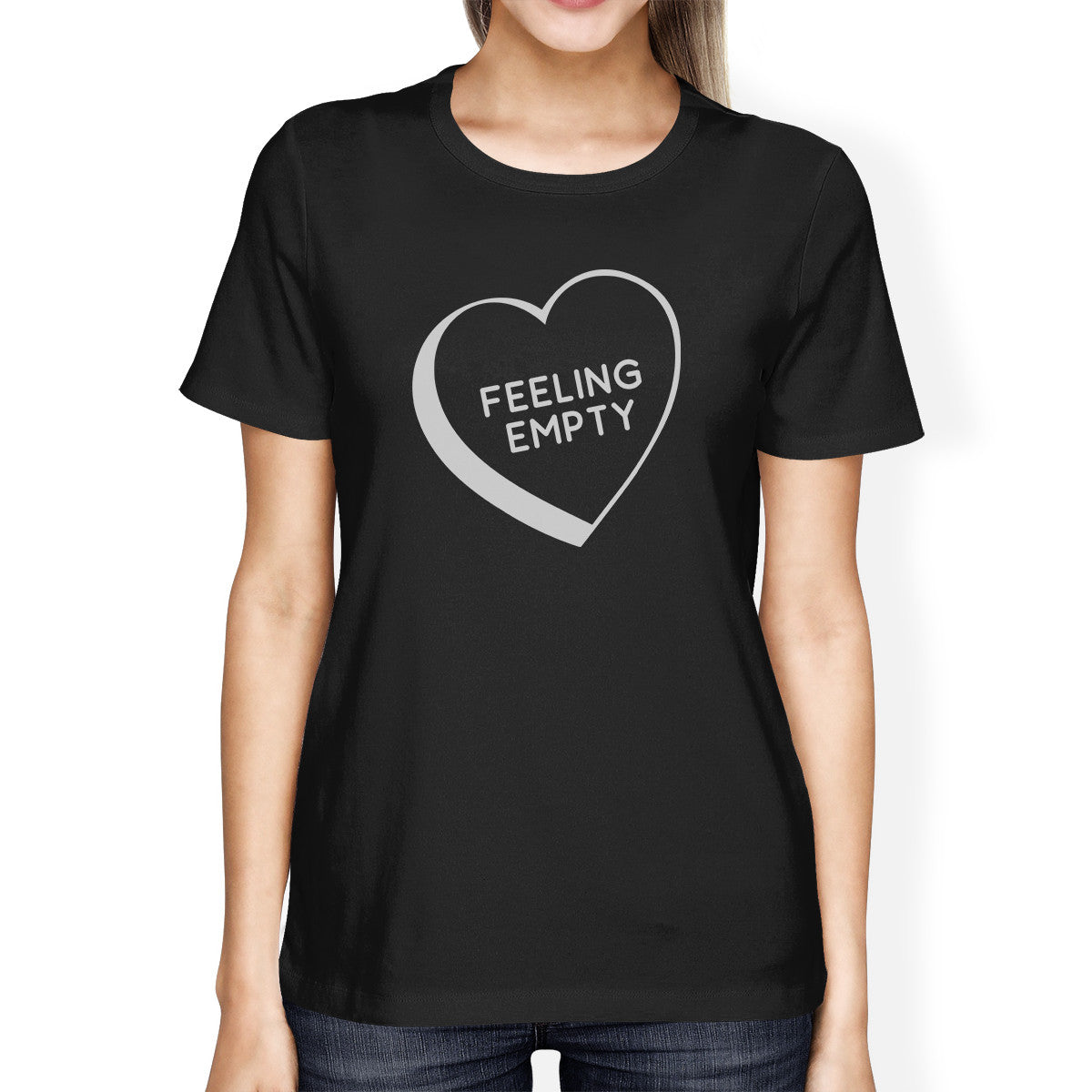 Feeling Empty Heart Black Short Sleeve T Shirt Unique Gift Idea - 365INLOVE