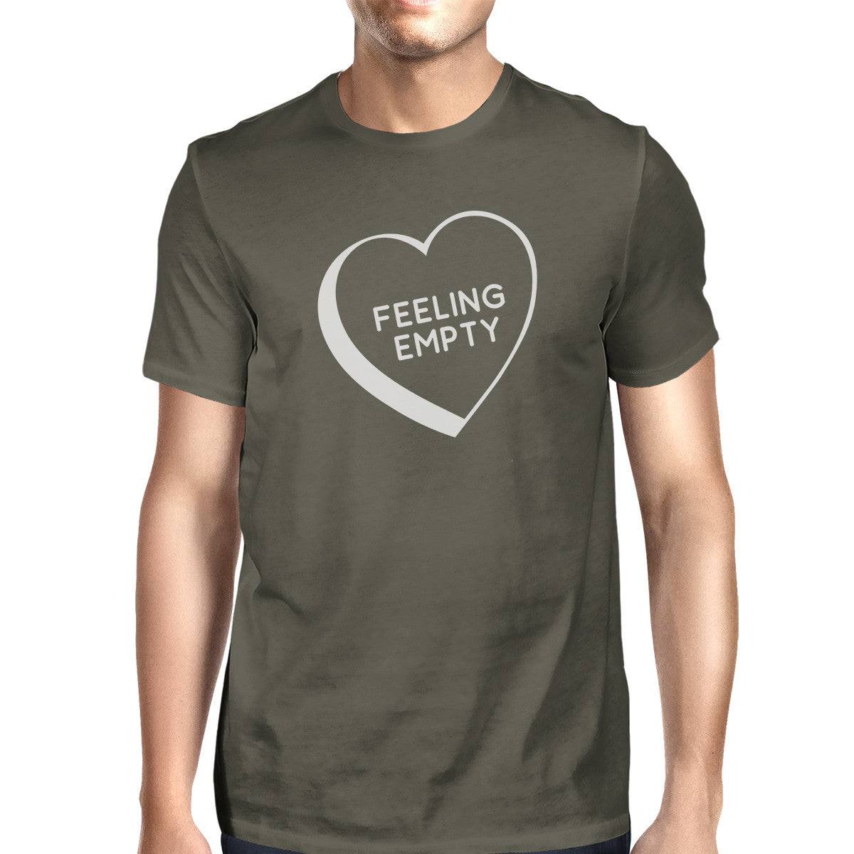 Feeling Empty Heart Men's Dark Grey Funny Graphic Witty Quote Shirt - 365INLOVE